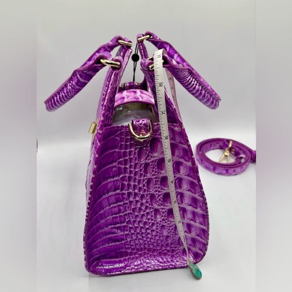 NWT Brahmin Adrian Satchel Lilac Essence Melbourne Crocodile Leather Bag - Picture 14 of 15